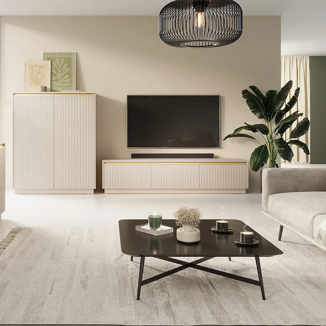 Royal Beige TV Cabinet For Living Room Media Storage-Furniture Kingdom